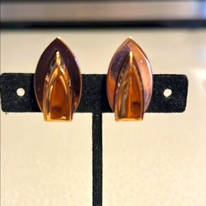 Vintage Renoir copper clip on earrings (778)